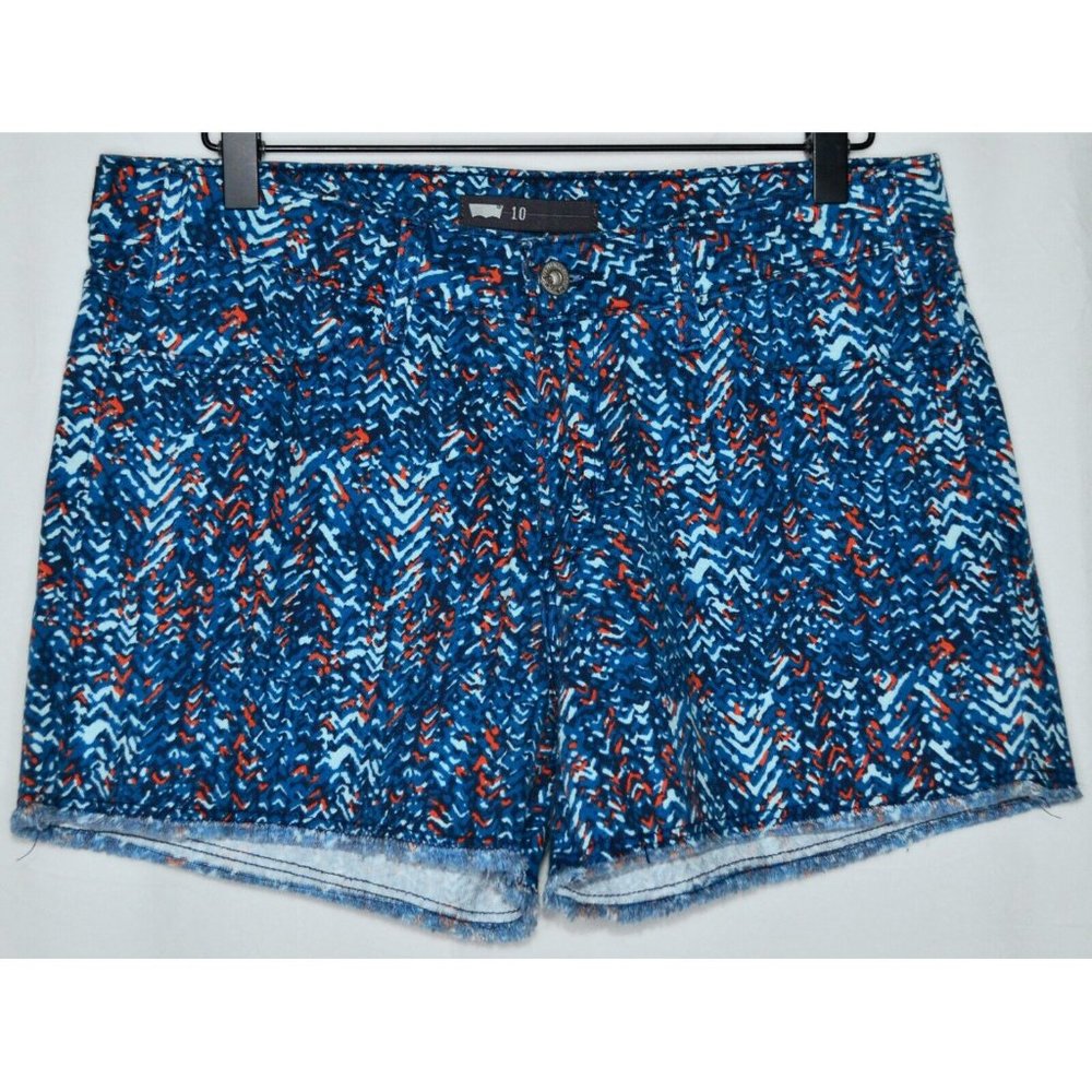 Levi's Cotton Shorts Frayed Hem Geo Print Blue Orange Size 10